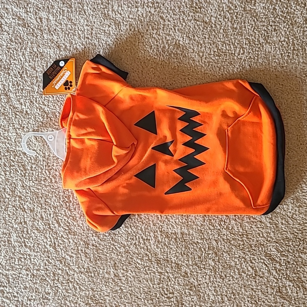 Halloween Dog Pumpkin Face Hoodie Orange